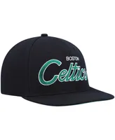 Men's Mitchell & Ness Black Boston Celtics Hardwood Classics Script 2.0 Snapback Hat