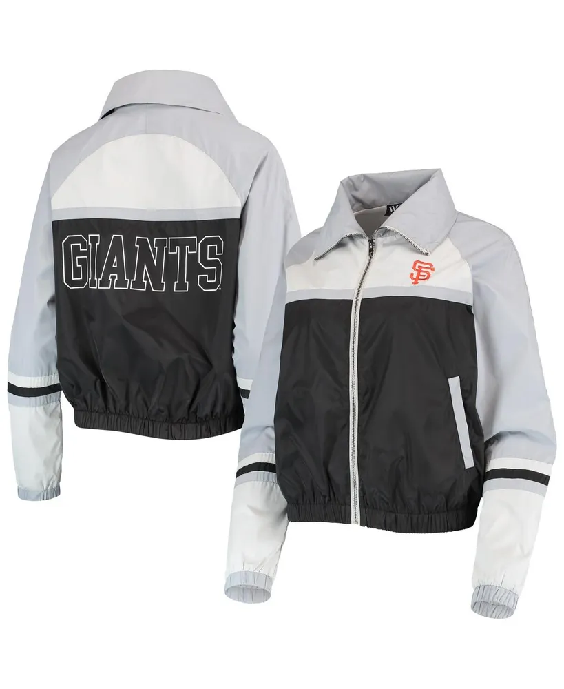 Women's The Wild Collective Black San Francisco Giants Colorblock Track Raglan Full-Zip Jacket