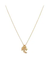 Unwritten 14K Gold Flash-Plated Genuine Crystal Star, Heart, and Moon Charm Pendant Necklace