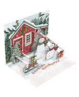 Pop Up Christmas Cards Snowman's Farm House