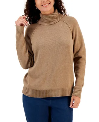 Karen Scott Women's Cotton Colorblocked Sweater, Created for Macy's