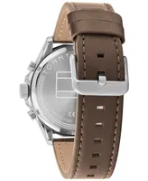 Tommy Hilfiger Men's Brown Leather Strap Watch 44mm