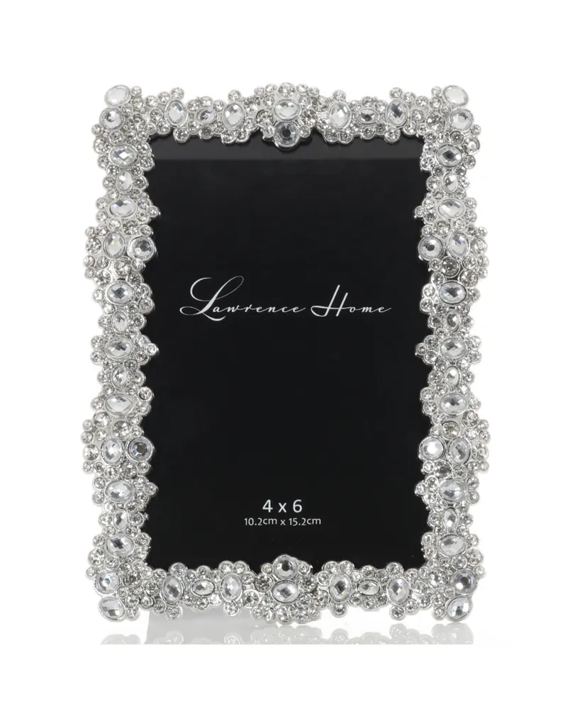 Jewel Cluster Metal Picture Frame, 4" x 6" - Silver