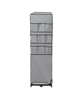 Wide 2 Door Portable Closet with Cover Side Pockets Wardrobe, 60"