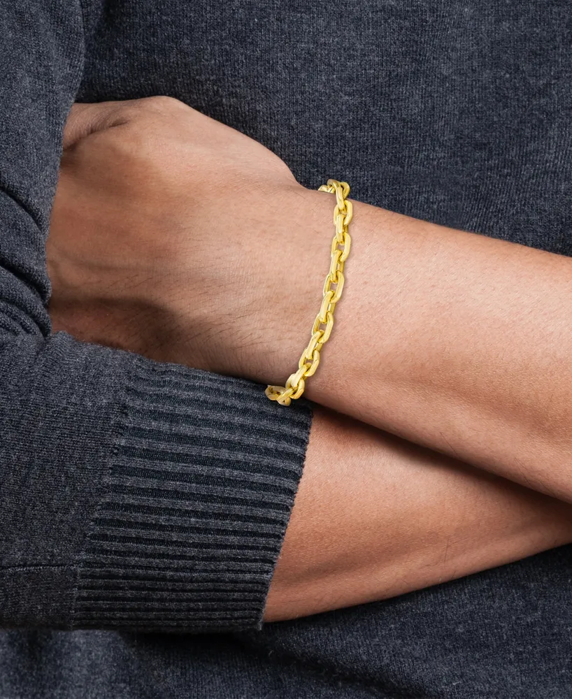 Men's Rolo Link Chain Bracelet in 14k Gold-Plated Sterling Silver