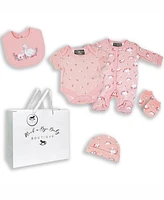 Baby Girls Lovely Swan Layette Gift Mesh Bag, 5 Piece Set