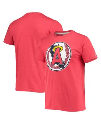 Men's Homage Red Los Angeles Angels Hand-Drawn Logo Tri-Blend T-shirt