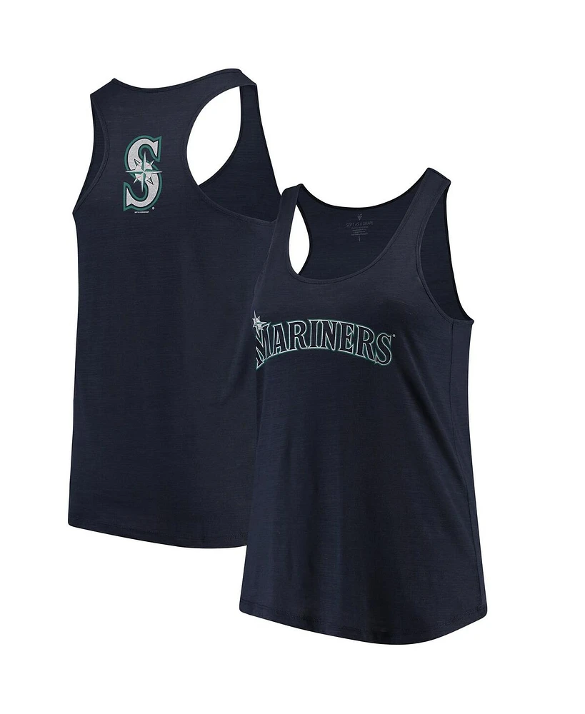 Women's Soft As A Grape Navy Seattle Mariners Plus Swing for the Fences Racerback Tank Top