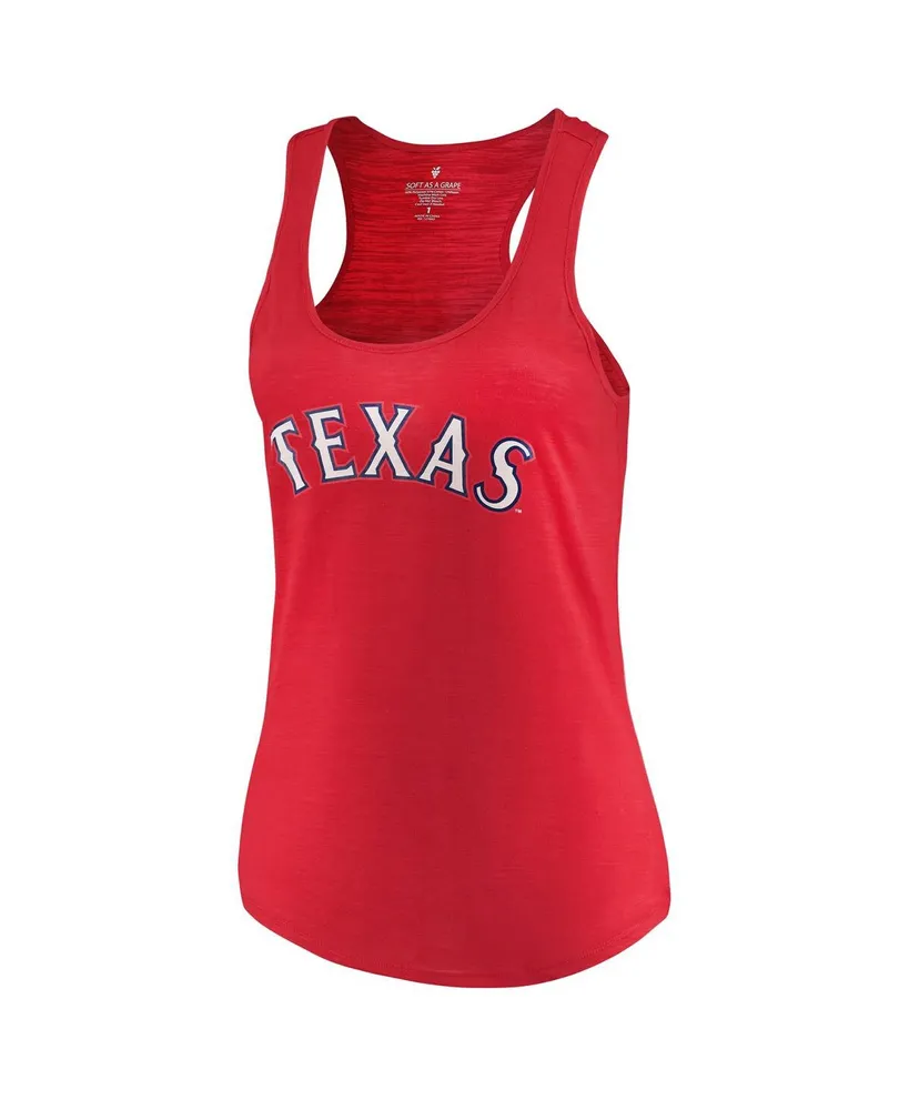 Women's Soft As A Grape Red Texas Rangers Plus Swing for the Fences Racerback Tank Top