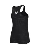 Women's Soft As A Grape Black Oakland Athletics Plus Swing for the Fences Tri-Blend Racerback Tank Top