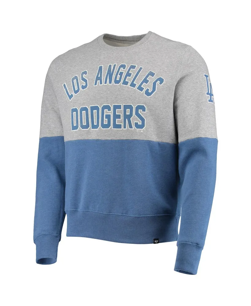 Men's '47 Heathered Gray, Heathered Royal Los Angeles Dodgers Two-Toned Team Pullover Sweatshirt