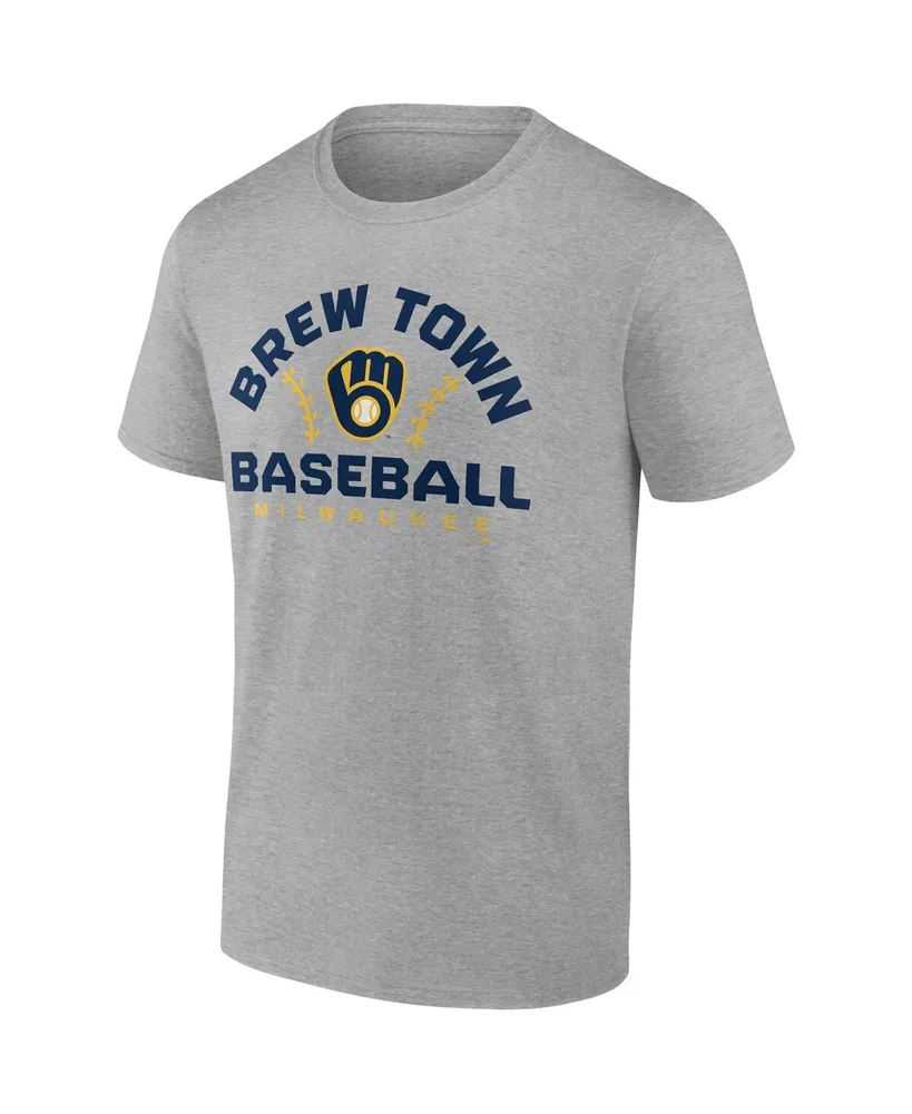 Men's Fanatics Heathered Gray Milwaukee Brewers Iconic Go for Two T-shirt