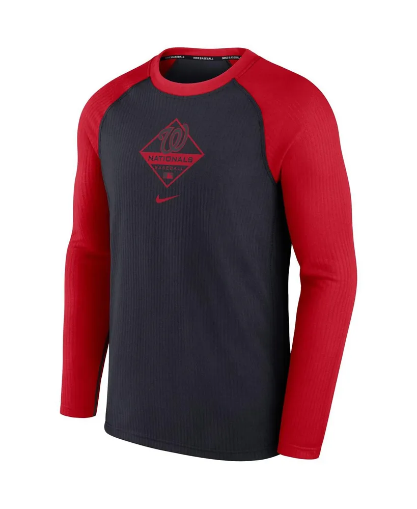 Men's Nike Navy, Red Washington Nationals Game Authentic Collection Performance Raglan Long Sleeve T-shirt