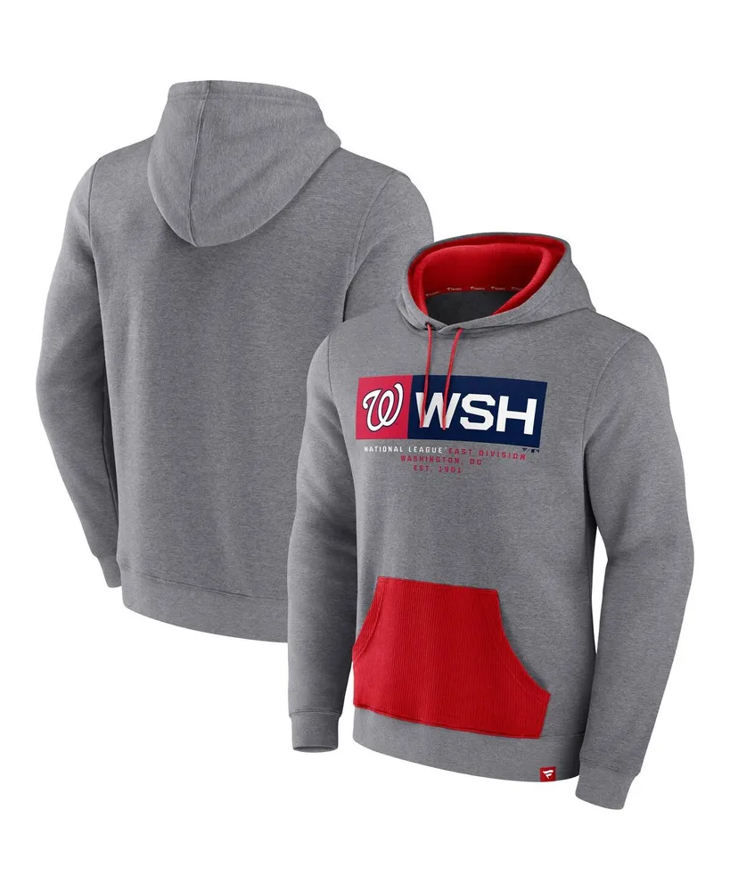 Men's Fanatics Heathered Gray, Red Washington Nationals Iconic Steppin Up Fleece Pullover Hoodie