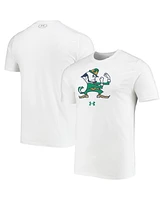 Men's Under Armour White Notre Dame Fighting Irish Mascot Logo Performance Cotton T-shirt