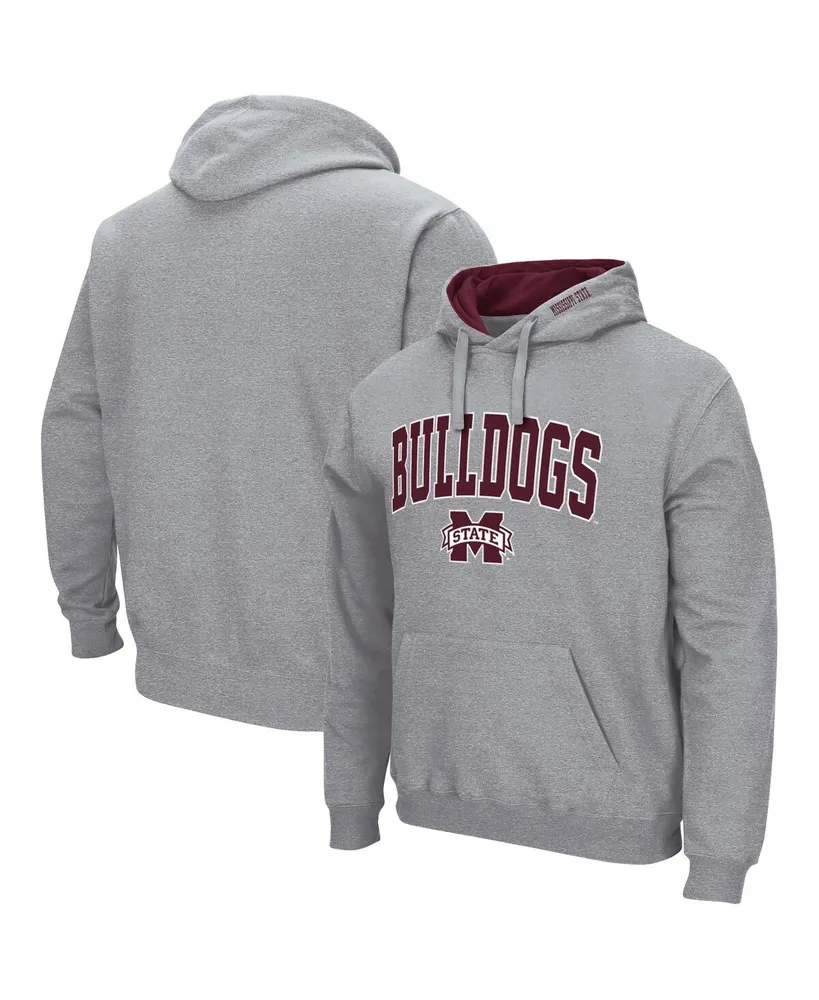 Men's Colosseum Heathered Gray Mississippi State Bulldogs Arch and Logo 3.0 Pullover Hoodie