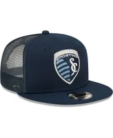 Men's New Era Navy Sporting Kansas City Classic 9Fifty Trucker Snapback Hat