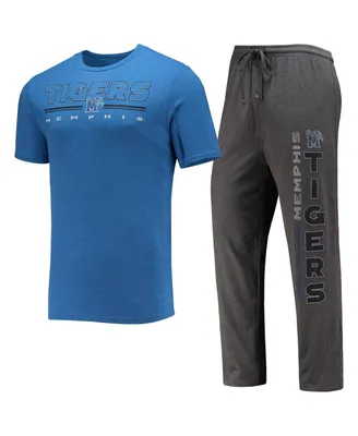 Men's Concepts Sport Heathered Charcoal, Royal Memphis Tigers Meter T-shirt and Pants Sleep Set