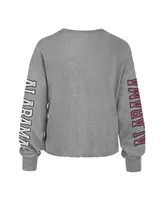 Women's '47 Heathered Gray Alabama Crimson Tide Ultra Max Parkway Long Sleeve Cropped T-shirt