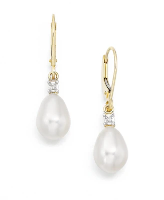 Cultured Freshwater Pearl Earrings (8mm) 10k Gold & White