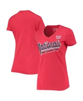 Women's G-iii 4Her by Carl Banks Heathered Red Washington Nationals First Place V-Neck T-shirt