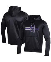 Men's Under Armour Black Northwestern Wildcats Logo Stripe Fleece Pullover Hoodie