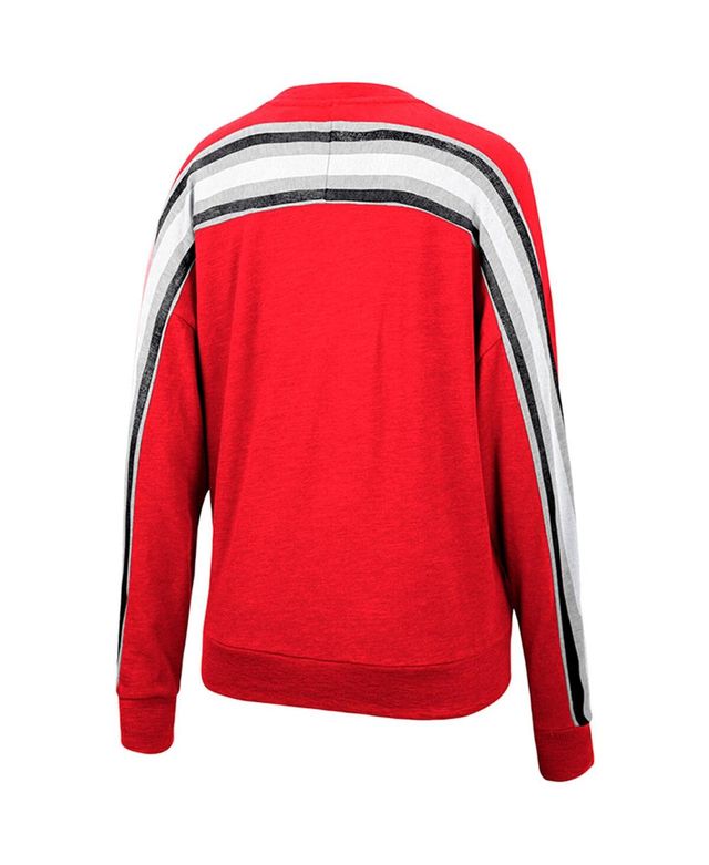 Women's Colosseum Heathered Red Wisconsin Badgers Team Oversized Pullover Sweatshirt