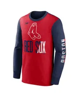 Men's Nike Red, Navy Boston Red Sox Cooperstown Collection Rewind Splitter Slub Long Sleeve T-shirt