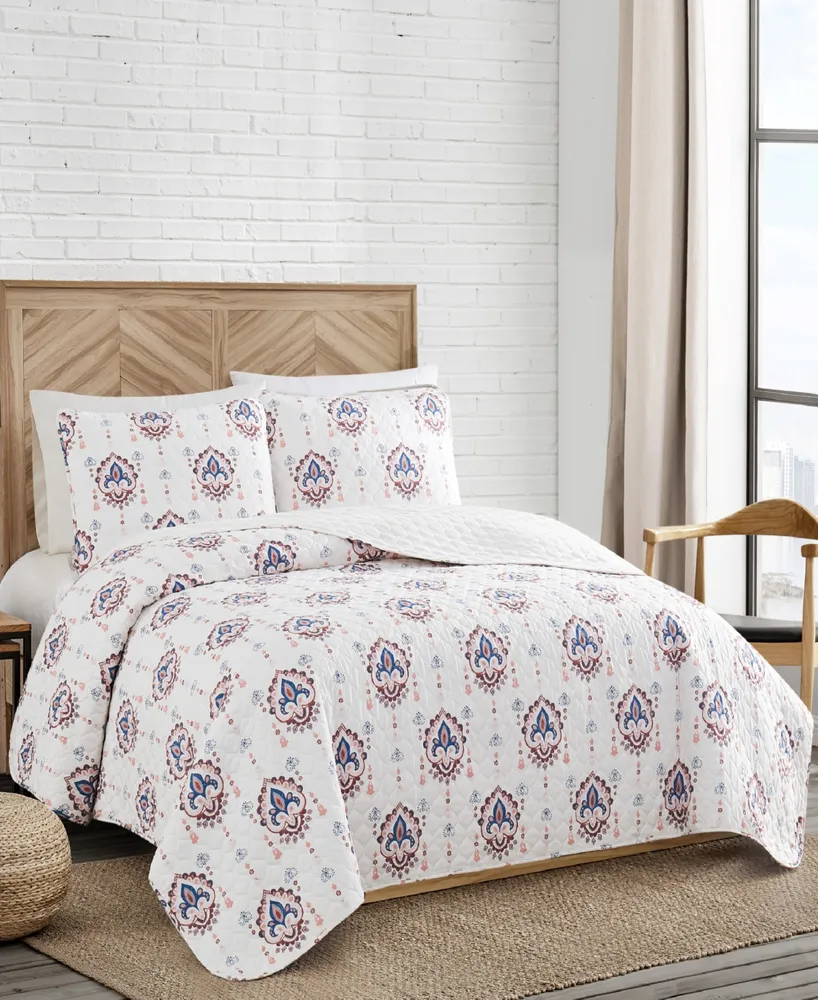 Lucky Brand Paisley Ikat 3 Piece Quilt Set