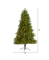 Vermont Spruce Artificial Christmas Tree with Lights with Bendable Branches, 78"