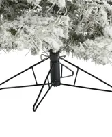 Flocked Grand Northern Rocky Fir Artificial Tree with Lights and Bendable Branches, 90"