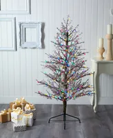 Frosted Berry Twig Artificial Christmas Tree with Lights and Bendable Branches, 60"