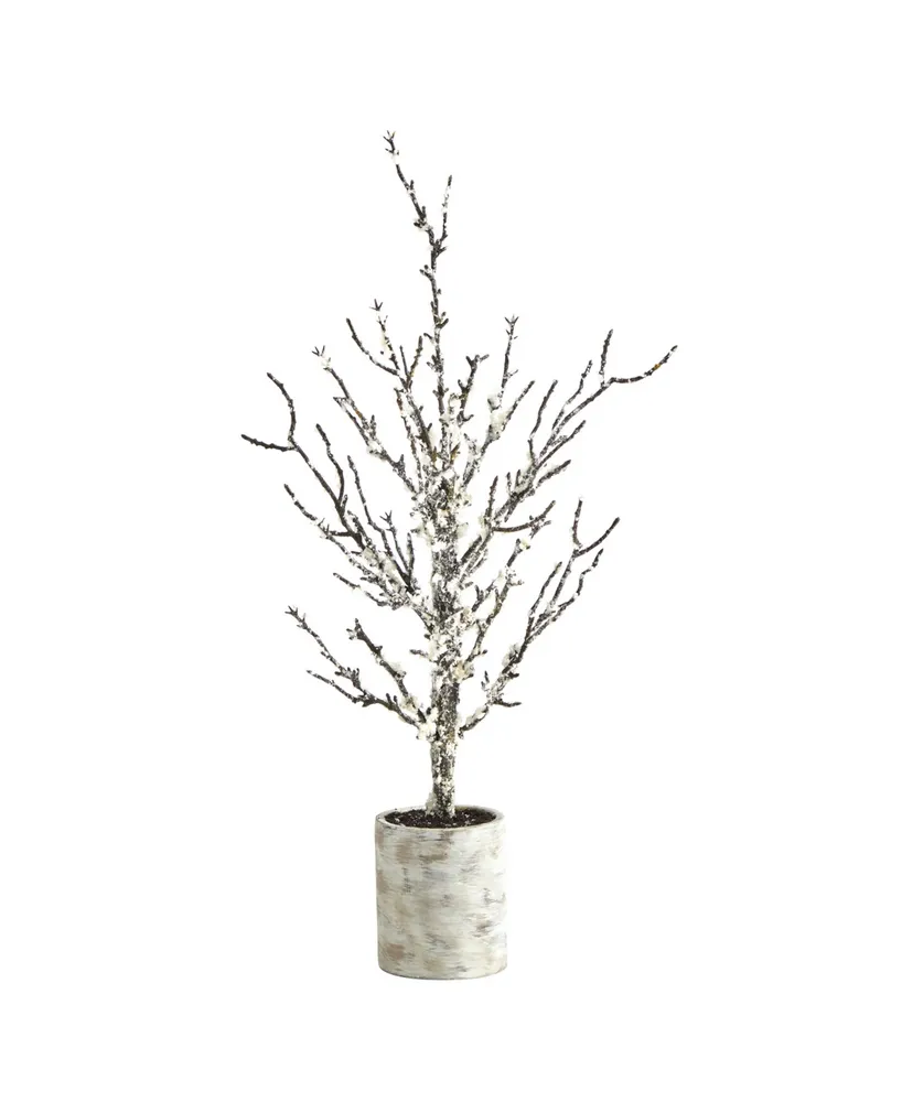 Snowed Twig Artificial Tree In Decorative Planter, 24"