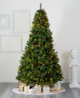 Montana Mixed Pine Artificial Christmas Tree with Pine Cones, Berries and Lights, 96"