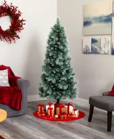 Frosted Tip British Columbia Mountain Pine Artificial Christmas Tree with Lights, Pine Cones Bendable Branches