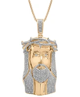 Men's Diamond Christ 22" Pendant Necklace (1/2 ct. t.w.) in 14k Gold-Plated Sterling Silver