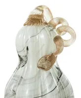 Glitzhome Faux Marble Glass Pumpkin Gourd Set, 3 Piece