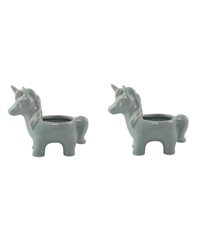 Flora Bunda Ceramic Unicorn Planter Pot, Set of 2