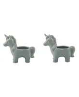 Flora Bunda Ceramic Unicorn Planter Pot, Set of 2