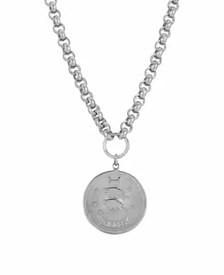 Women's Round Pisces Pendant Necklace - Silver