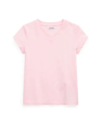 Polo Ralph Lauren Toddler and Little Girls Short Sleeve Cotton Jersey V-Neck T-shirt