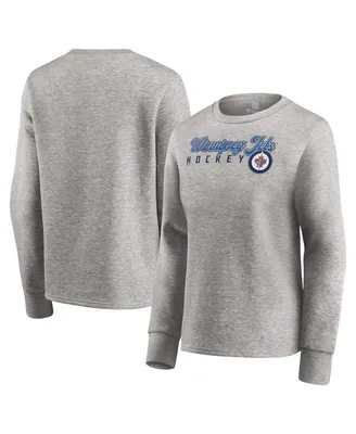 Women's Fanatics Heathered Gray Winnipeg Jets Fan Favorite Script Pullover Sweatshirt