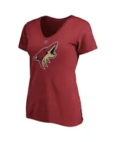 Women's Fanatics Taylor Hall Garnet Arizona Coyotes Authentic Stack Name and Number V-Neck T-shirt