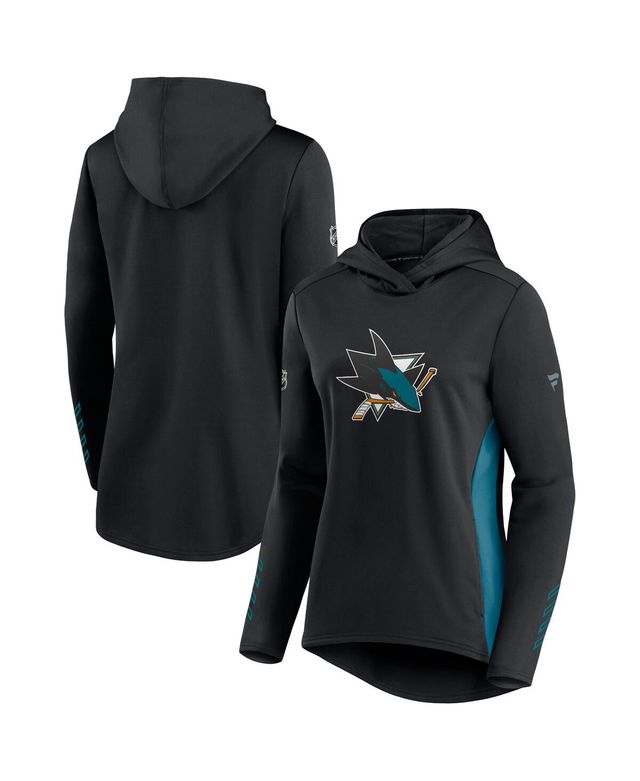 Women's Fanatics Black and Teal San Jose Sharks Authentic Pro Locker Room Pullover Hoodie