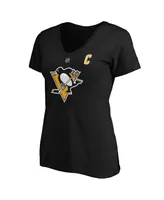 Women's Fanatics Sidney Crosby Black Pittsburgh Penguins Plus Size Name and Number V-Neck T-shirt