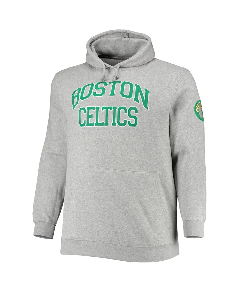 Men's Mitchell & Ness Larry Bird Heathered Gray Boston Celtics Big and Tall Name Number Pullover Hoodie