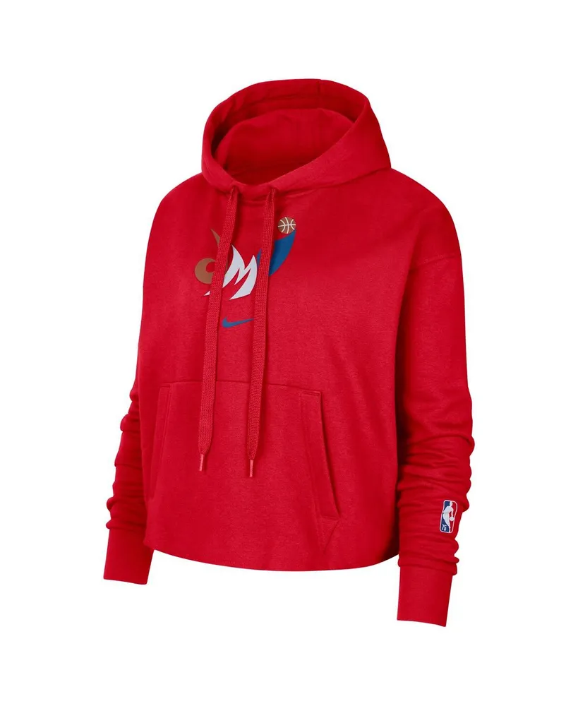 Women's Nike Red Washington Wizards 2021/22 City Edition Essential Logo Cropped Pullover Hoodie