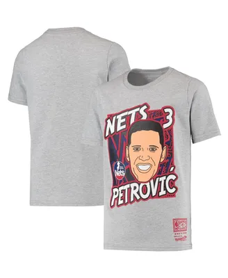 Big Boys Mitchell & Ness Drazen Petrovic Heathered Gray New Jersey Nets Hardwood Classics King of the Court Player T-shirt
