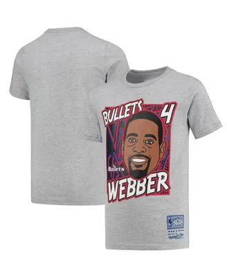 Big Boys Mitchell & Ness Chris Webber Heathered Gray Washington Bullets Hardwood Classics King of the Court Player T-shirt