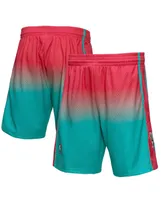 Men's Mitchell & Ness Pink and Teal San Antonio Spurs 1998/99 Hardwood Classics Fadeaway Reload 3.0 Swingman Shorts